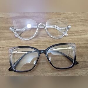 Stylish Clear and Black Glasses Set